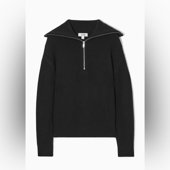 COS Sweaters - COS WOOL AND COTTON HALF-ZIP JUMPER SMALL